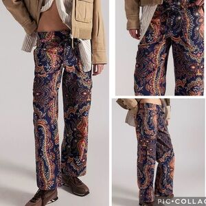 Free People We The Free Park Ave Printed Pants XS 27 Waist New Paisley Boho